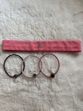 RARE! Lululemon Pink Headband with Matching Hair Ties